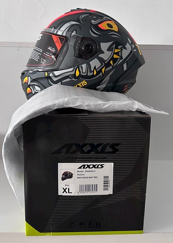 Axxis Draken S Dinotoon Mat Red Kapalı Kask - XL - Görsel 8
