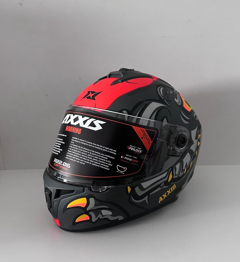 Axxis Draken S Dinotoon Mat Red Kapalı Kask - XL - Görsel 2