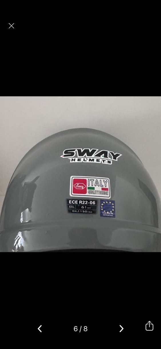 Sway SW 765 Gloss Grey Yarım Kask - XXL - Görsel 5