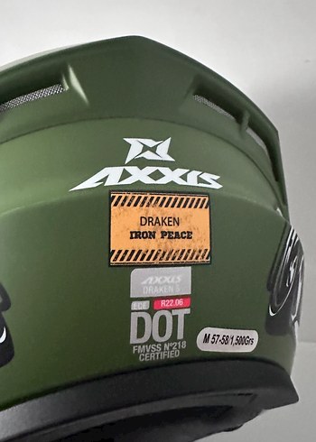 Axxis Draken S Iron Peace Kapalı Kask - M - Görsel 6