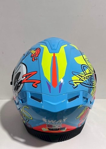 Sway SW 867 Gamer Red Blue Full Face Kask - XXL - Görsel 5