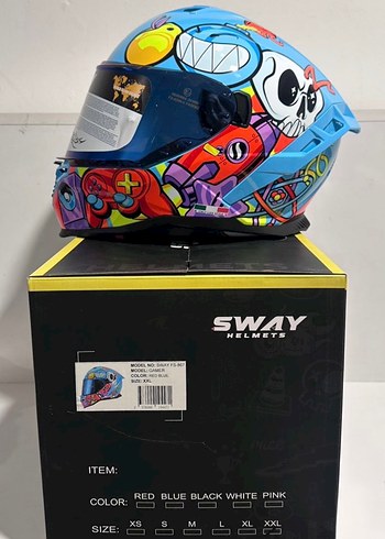 Sway SW 867 Gamer Red Blue Full Face Kask - XXL - Görsel 8