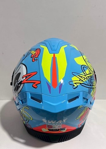 Sway SW 867 Gamer Red Blue Full Face Kask - XXL - Görsel 4