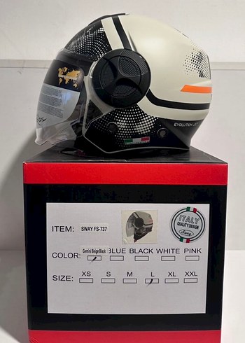 Sway SW 737 Gemini Beige Black Yarım Kask - L - Görsel 8