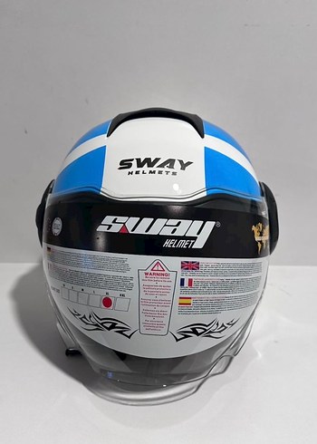 Sway SW 737 Double White Blue Red Yarım Kask - XL - Görsel 3