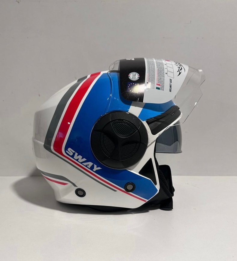Sway SW 737 Double White Blue Red Yarım Kask - XL - Görsel 4