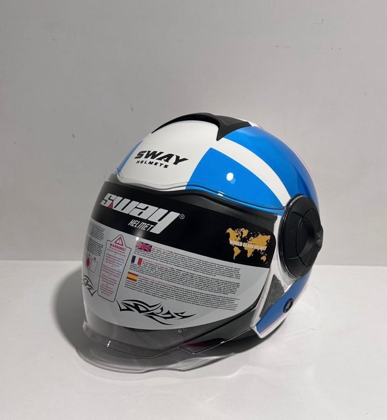 Sway SW 737 Double White Blue Red Yarım Kask - XL - Görsel 2