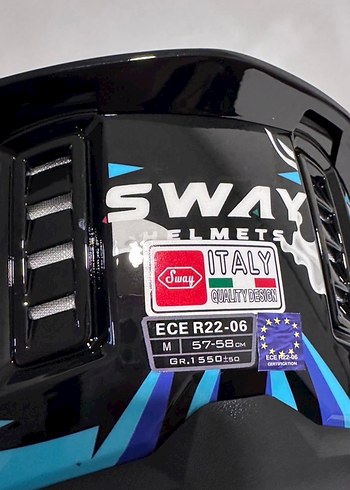 Sway SW 868 Cannibal Black Blue Full Face Kask - M - Görsel 6