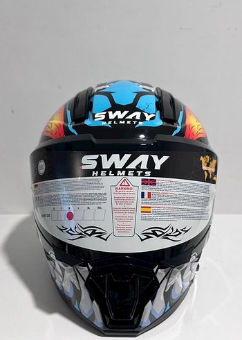 Sway SW 868 Cannibal Black Blue Full Face Kask - M - Görsel 3