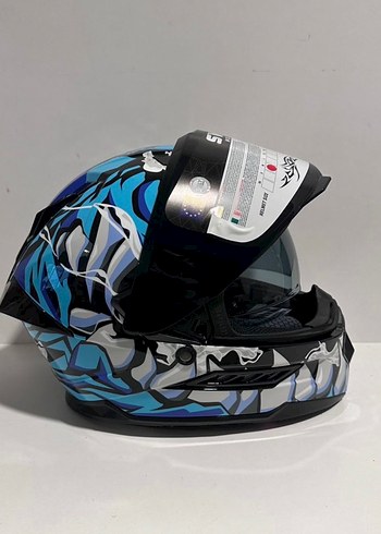 Sway SW 868 Cannibal Black Blue Full Face Kask - M - Görsel 4
