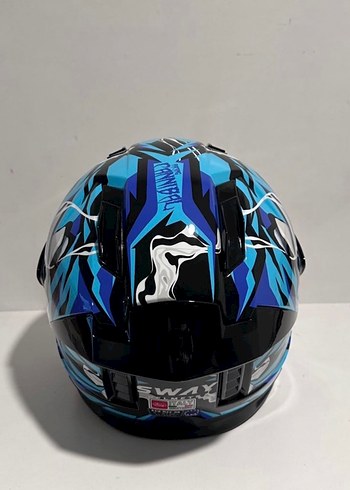 Sway SW 868 Cannibal Black Blue Full Face Kask - M - Görsel 5