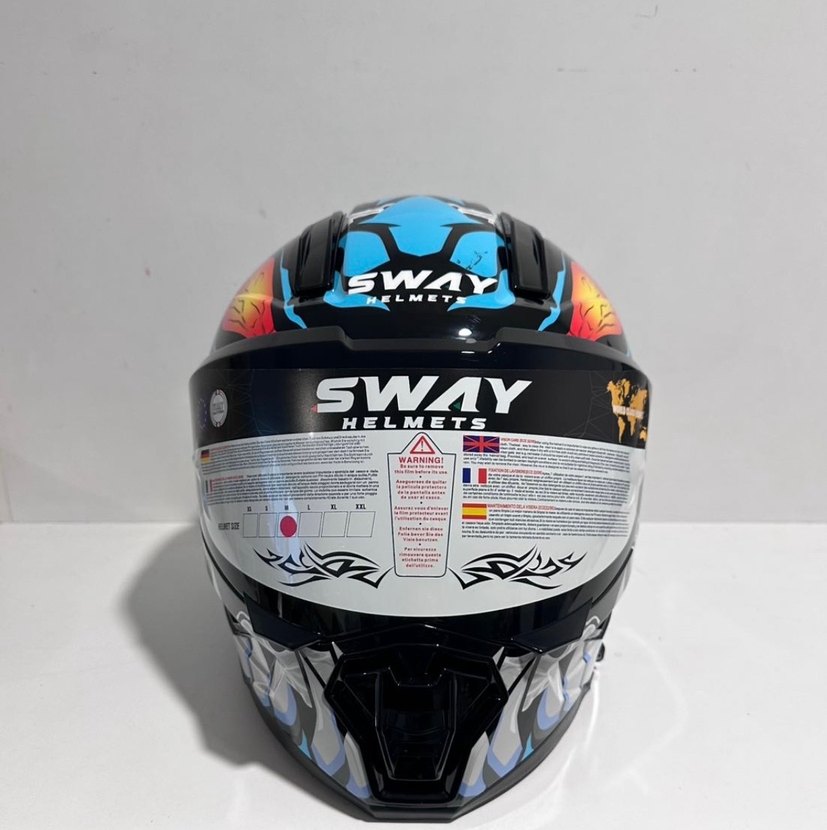 Sway SW 868 Cannibal Black Blue Full Face Kask - M - Görsel 3