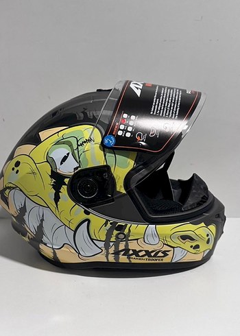 Axxis Draken S Trooper Mat Fluor Yellow Full Face Kask - S - Görsel 4