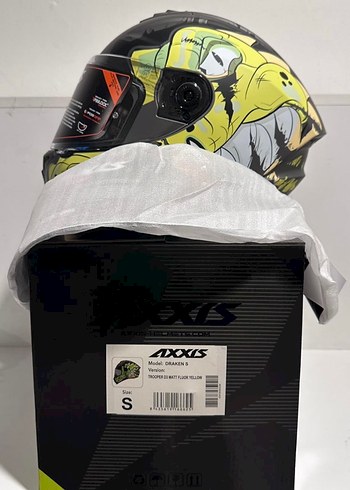 Axxis Draken S Trooper Mat Fluor Yellow Full Face Kask - S - Görsel 8