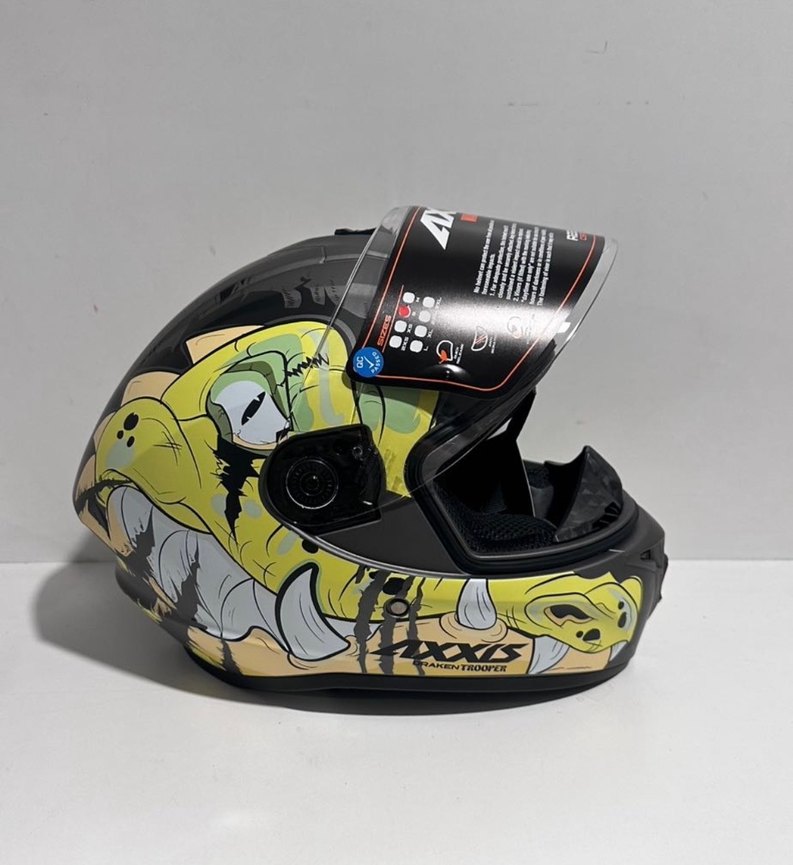 Axxis Draken S Trooper Mat Fluor Yellow Full Face Kask - S - Görsel 4