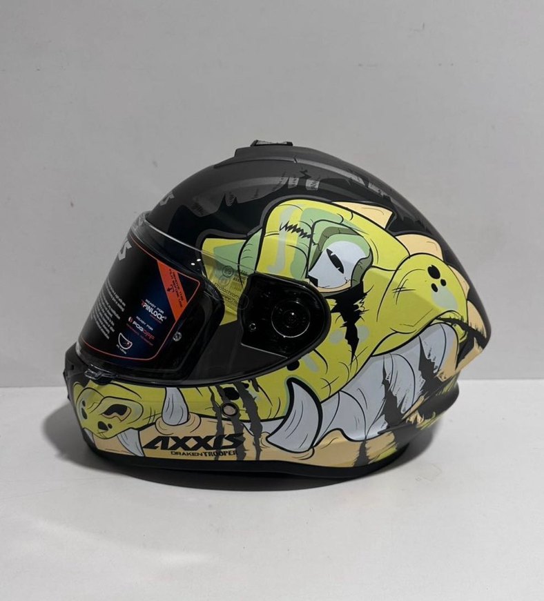 Axxis Draken S Trooper Mat Fluor Yellow Full Face Kask - S - Görsel 2