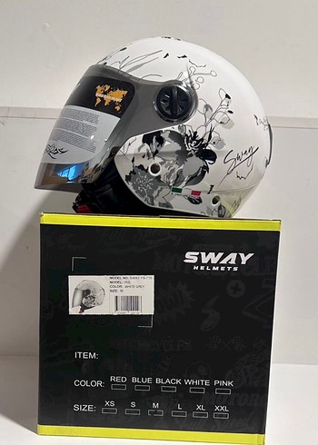 Sway SW 715 Iris White Grey Yarım Kask - M - Görsel 8