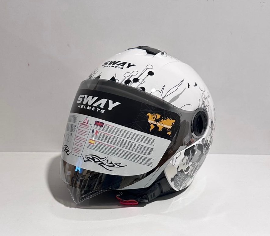 Sway SW 715 Iris White Grey Yarım Kask - M - Görsel 2