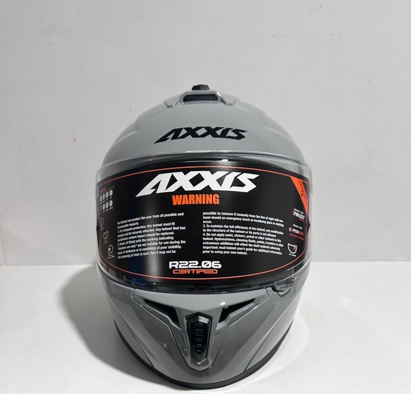 Axxis Draken S Solid Gloss Grey Full Face Kask - L - Görsel 3