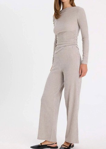 DeFacto Bej Bürümcük Kadın Pantolon - Görsel 4