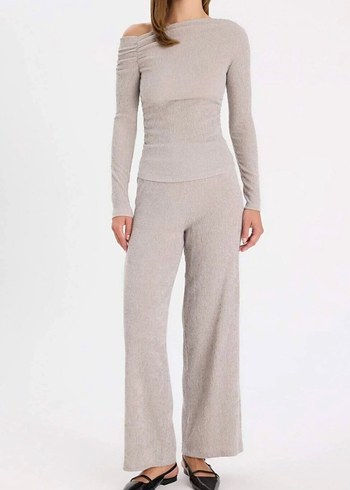 DeFacto Bej Bürümcük Kadın Pantolon - Görsel 3