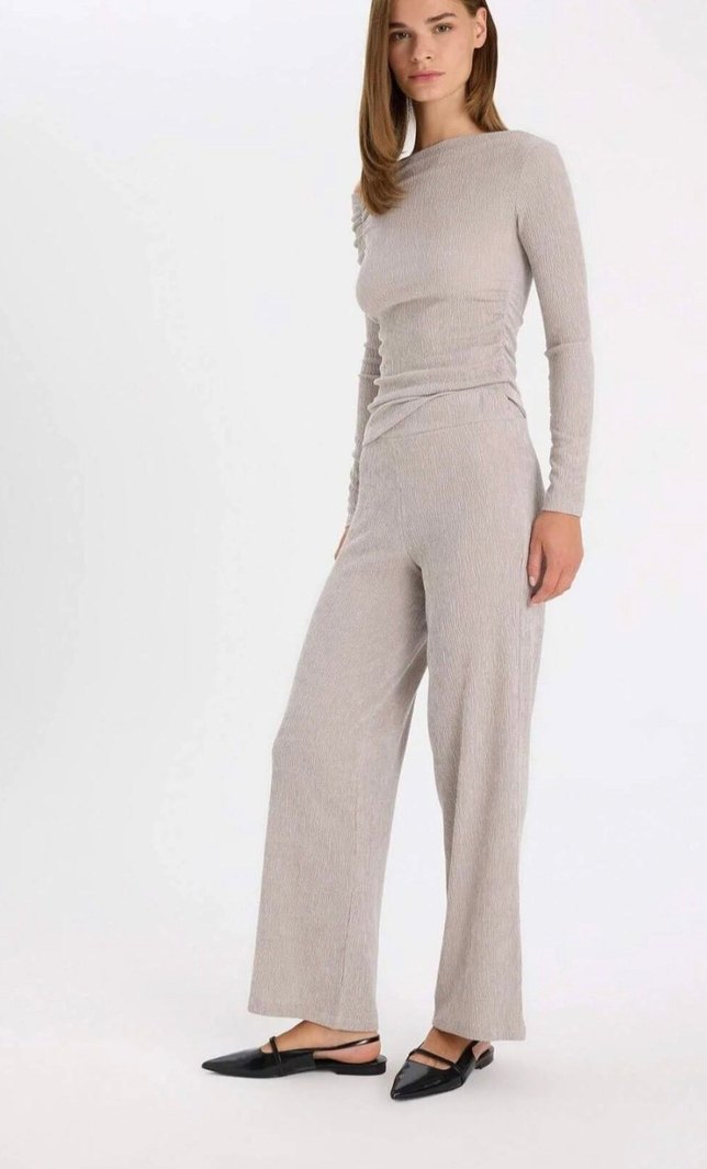 DeFacto Bej Bürümcük Kadın Pantolon - Görsel 4