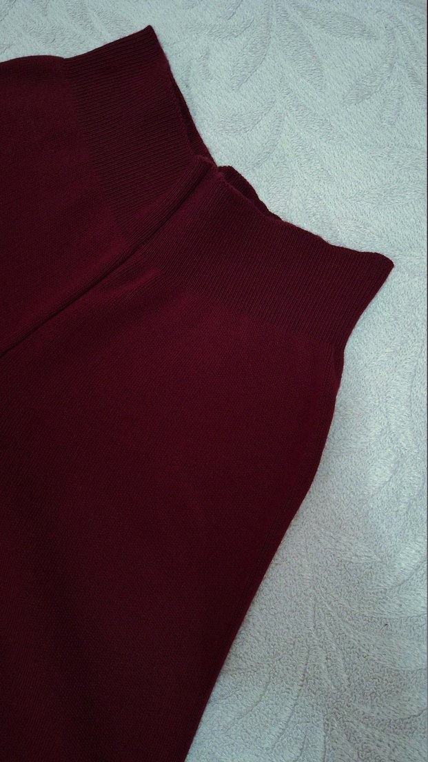 Addax Bordo Yüksel Bel Triko Pantolon - Görsel 3