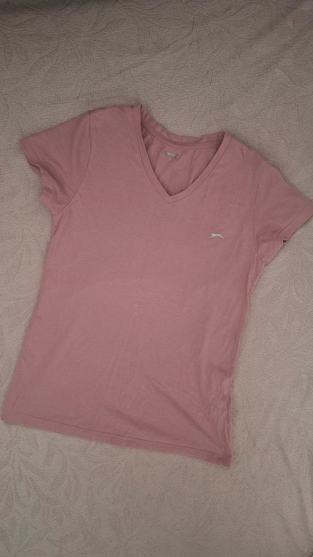 Pembe V-Yaka Kadın Slazenger Tişört - Görsel 3