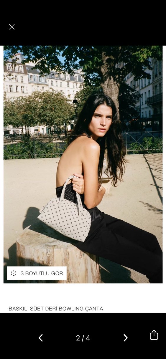 Puantiyeli  Kadın Bowlıng Çanta - Görsel 3