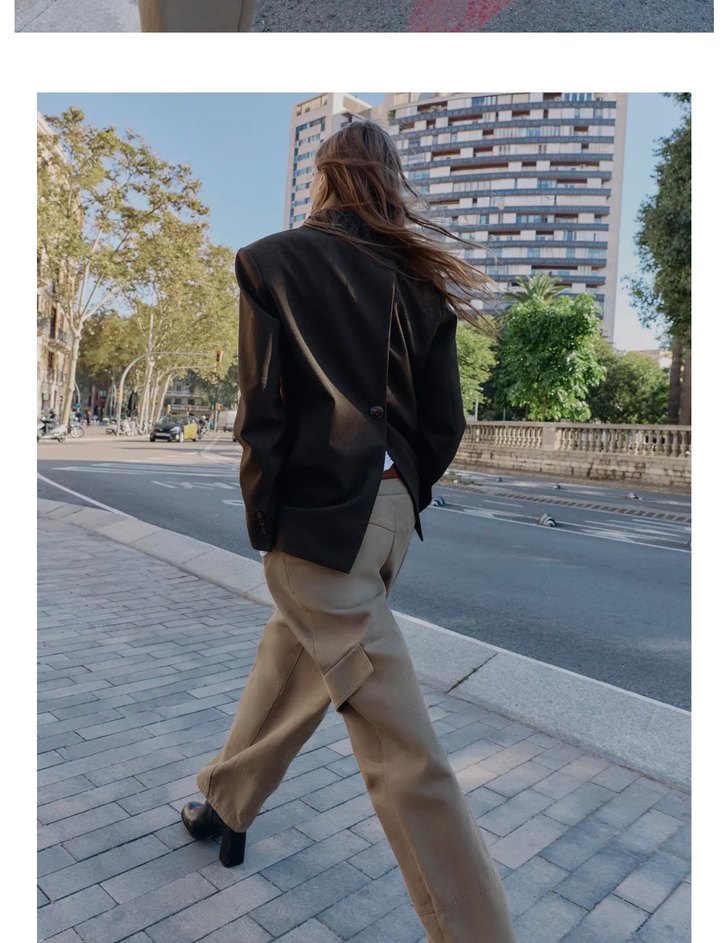 Kahverengi Kadın Arkası Düğmeli Blazer - Görsel 3