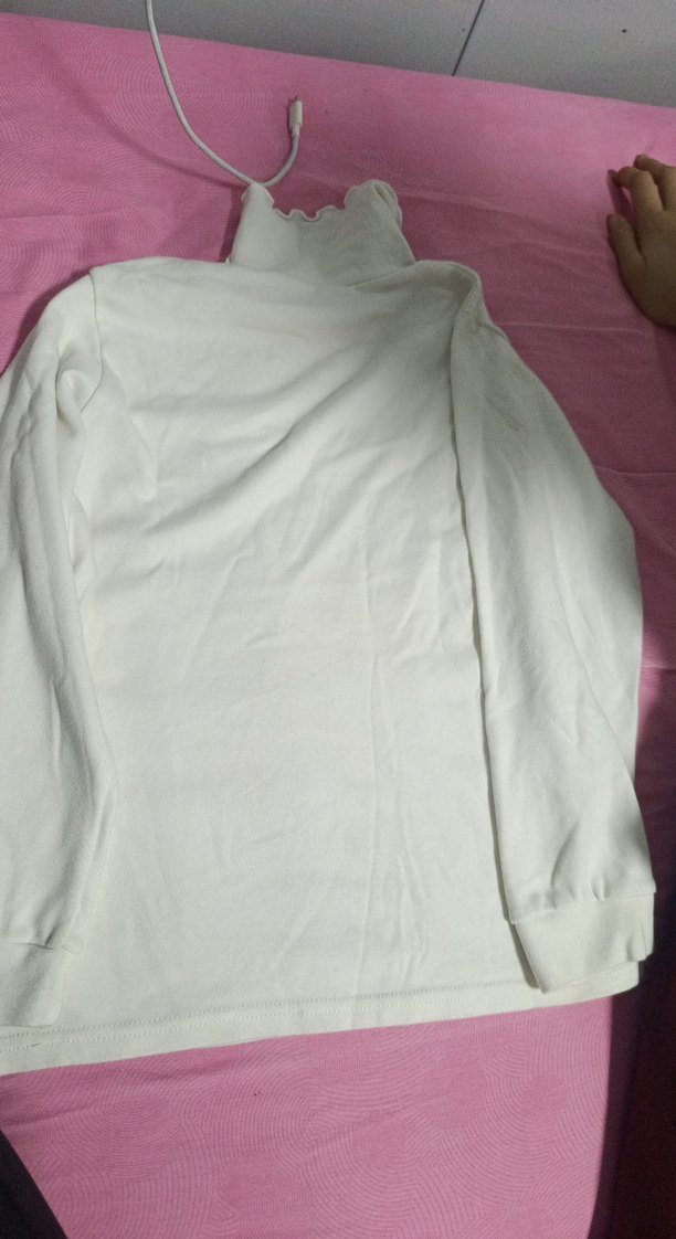 Beyaz Kız Çocuk Uzun Kollu Boğazlı Tişört - Görsel 2