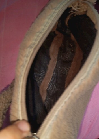 Kahverengi Peluş Kadın Omuz Çantası - Görsel 3