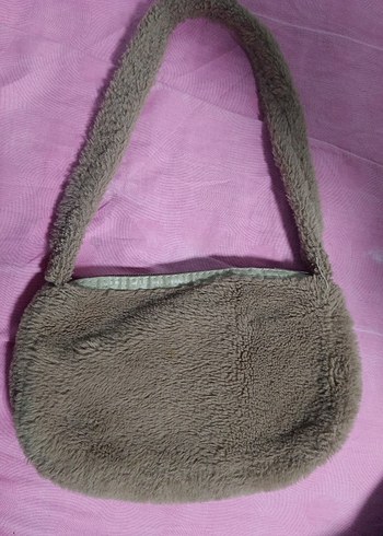 Kahverengi Peluş Kadın Omuz Çantası - Görsel 2