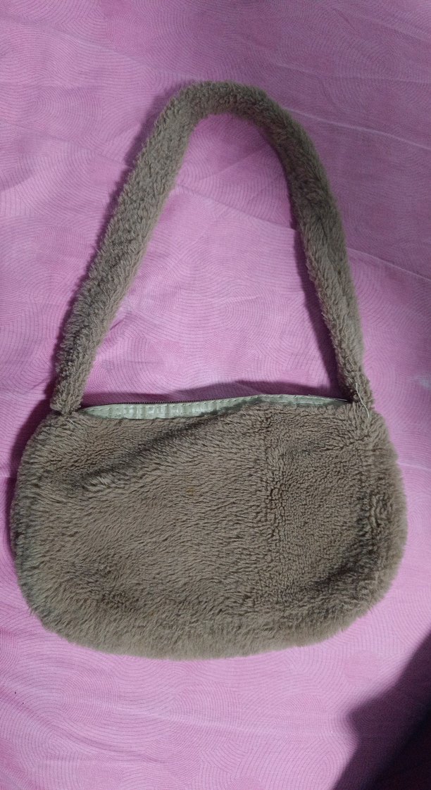 Kahverengi Peluş Kadın Omuz Çantası - Görsel 2