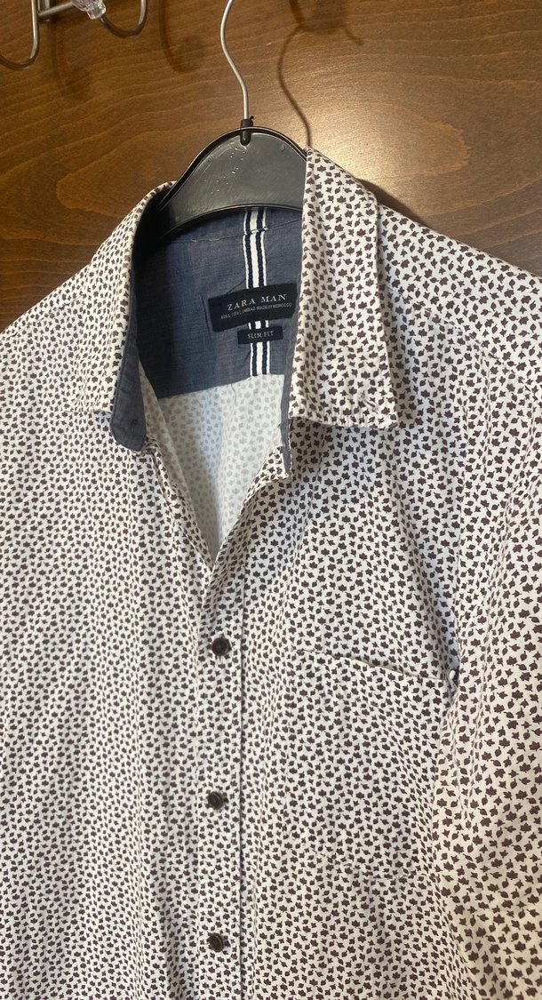 Beyaz Desenli Pamuklu Uzun Kollu Erkek Gömlek - Görsel 2