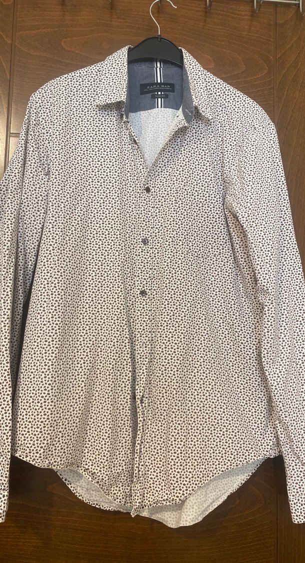 Beyaz Desenli Pamuklu Uzun Kollu Erkek Gömlek - Görsel 4