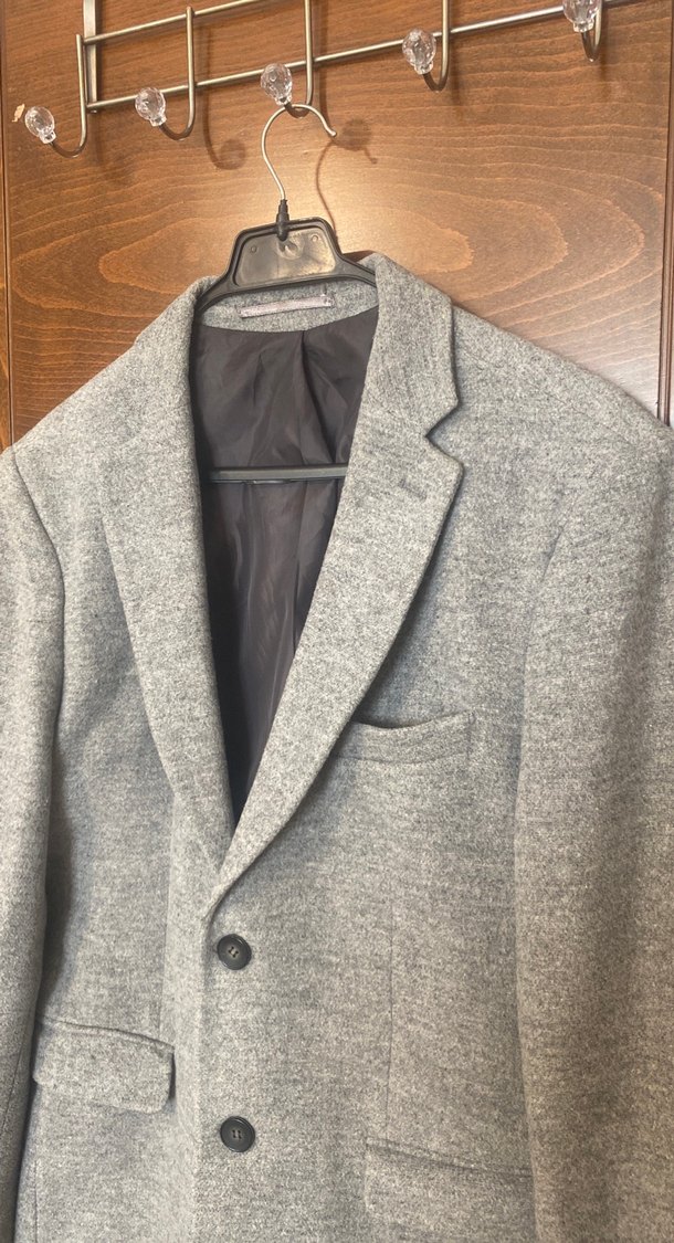 Gri Erkek Midi Yün Ceket - Görsel 2