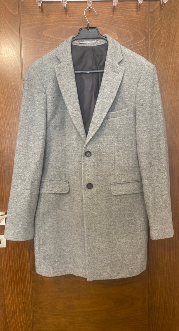 Gri Erkek Midi Yün Ceket - Görsel 3