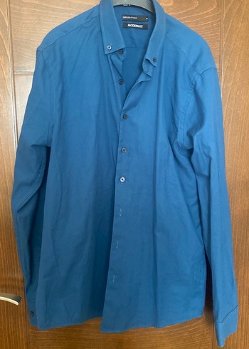 Mavi Keten Erkek Gömlek - Görsel 2