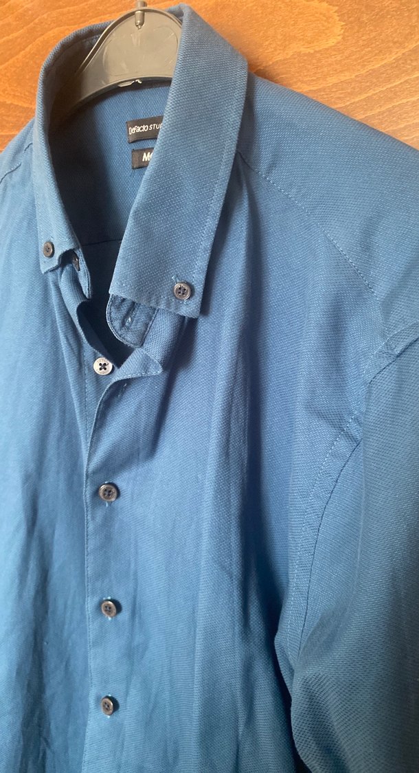 Mavi Keten Erkek Gömlek - Görsel 3