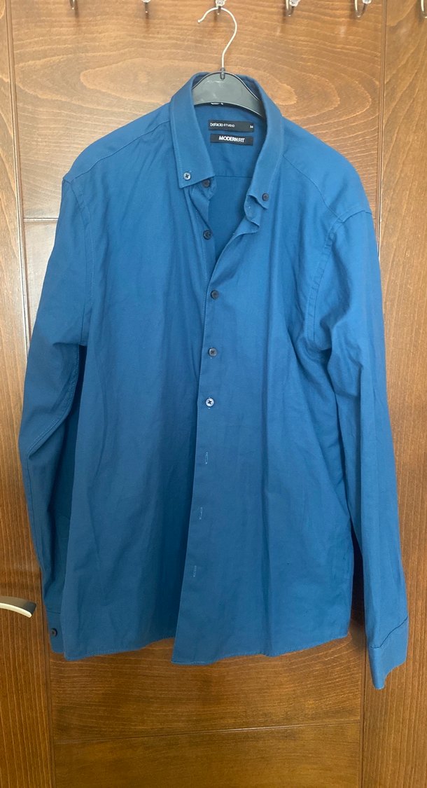 Mavi Keten Erkek Gömlek - Görsel 2