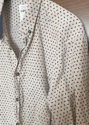 Erkek Açık Kahverengi Uzun Kollu Baskılı Gömlek - Görsel 2