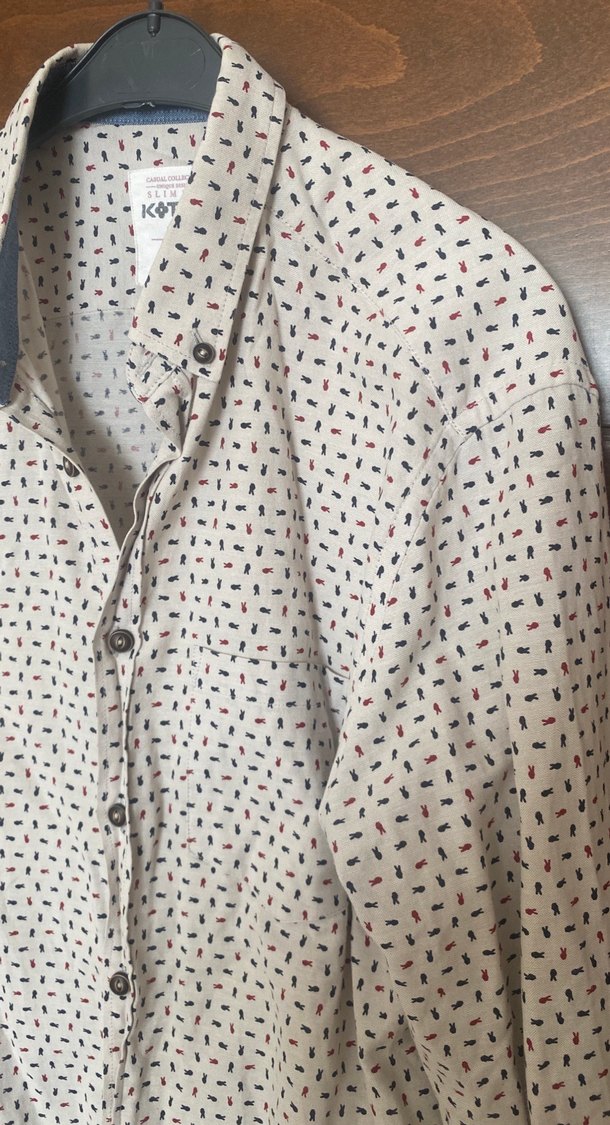 Erkek Açık Kahverengi Uzun Kollu Baskılı Gömlek - Görsel 2