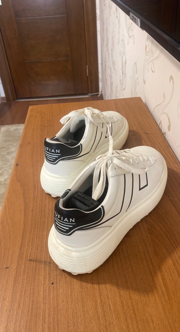 Beyaz Bağcıklı erkek Platform Spor Ayakkabı - Görsel 2