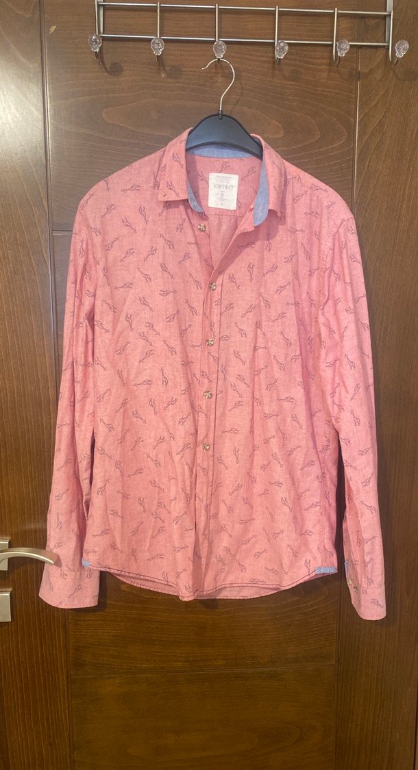 Pembe Desenli Erkek Keten Gömlek - Görsel 3