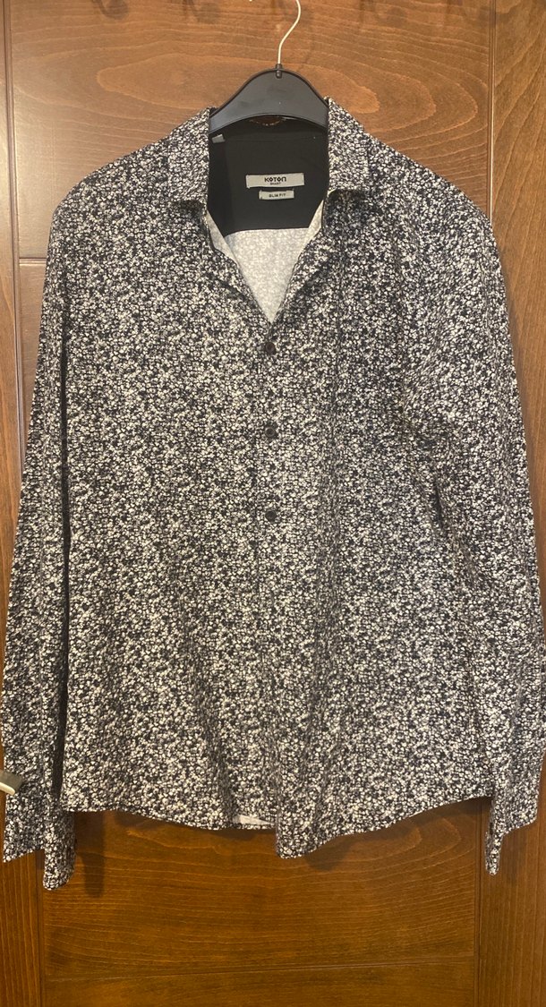 Gri Siyah Bağlama Desenli Uzun Kollu Erkek Gömlek - Görsel 3