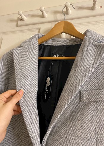 Gri Kadın Düğmeli Midi Blazer Ceket - Görsel 5