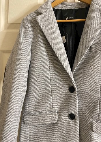 Gri Kadın Düğmeli Midi Blazer Ceket - Görsel 2