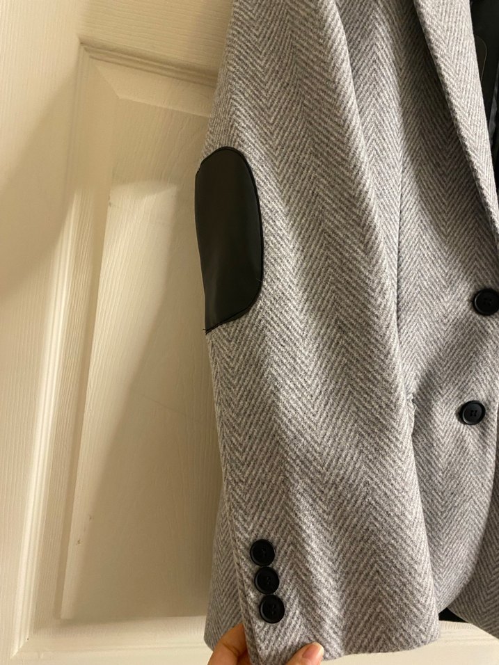 Gri Kadın Düğmeli Midi Blazer Ceket - Görsel 4