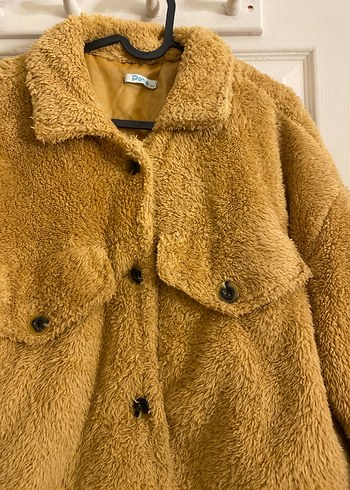 Kahverengi Peluş Kadın Midi Mont - Görsel 2